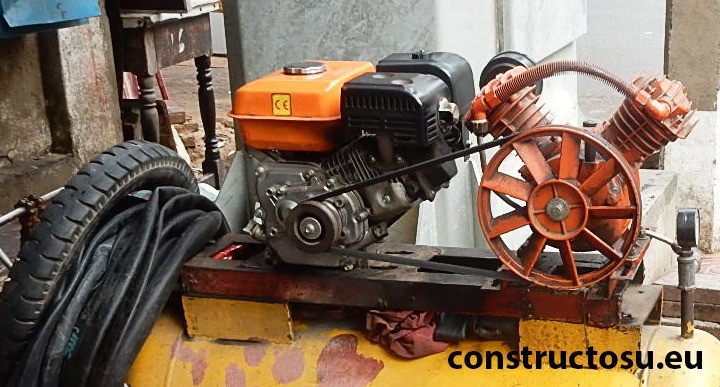 Pompă de aer din fontă montată pe un compresor mic Pompă de aer montată pe rezervorului unui compresor